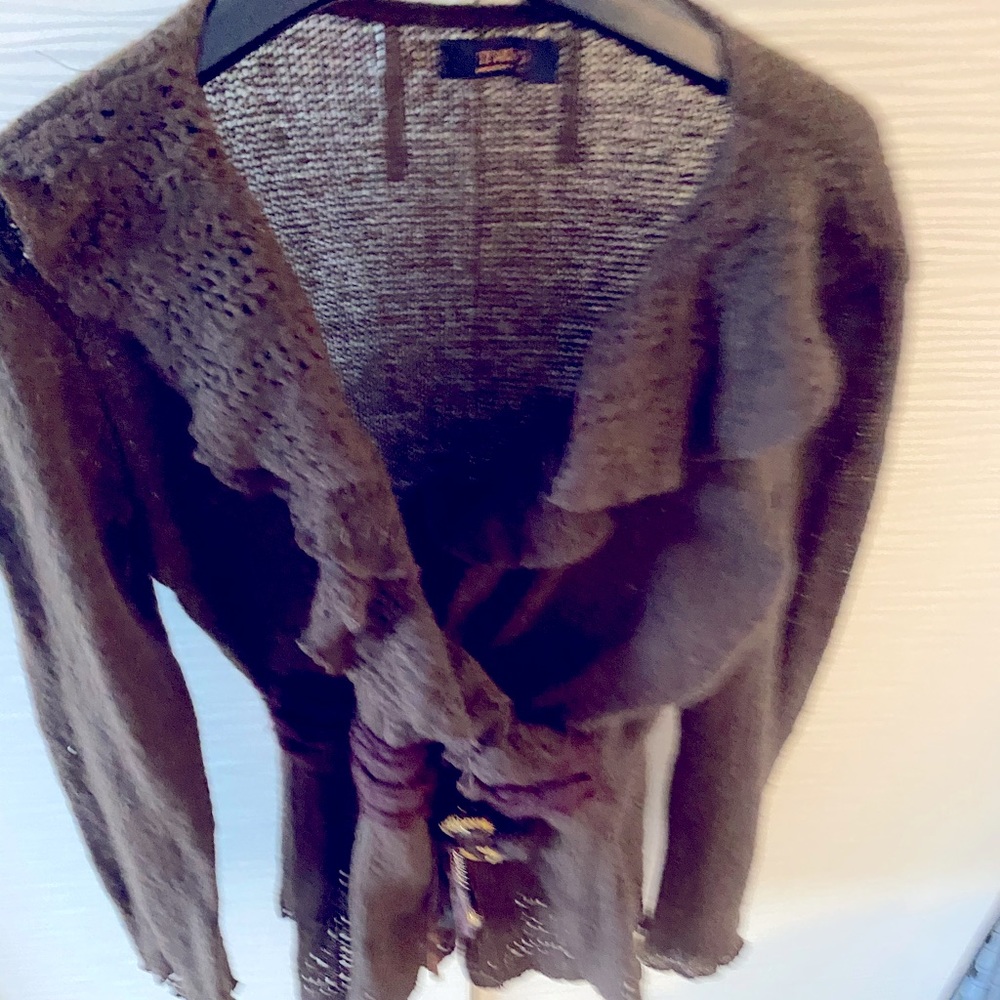 European designer knitted wrap lace sweater